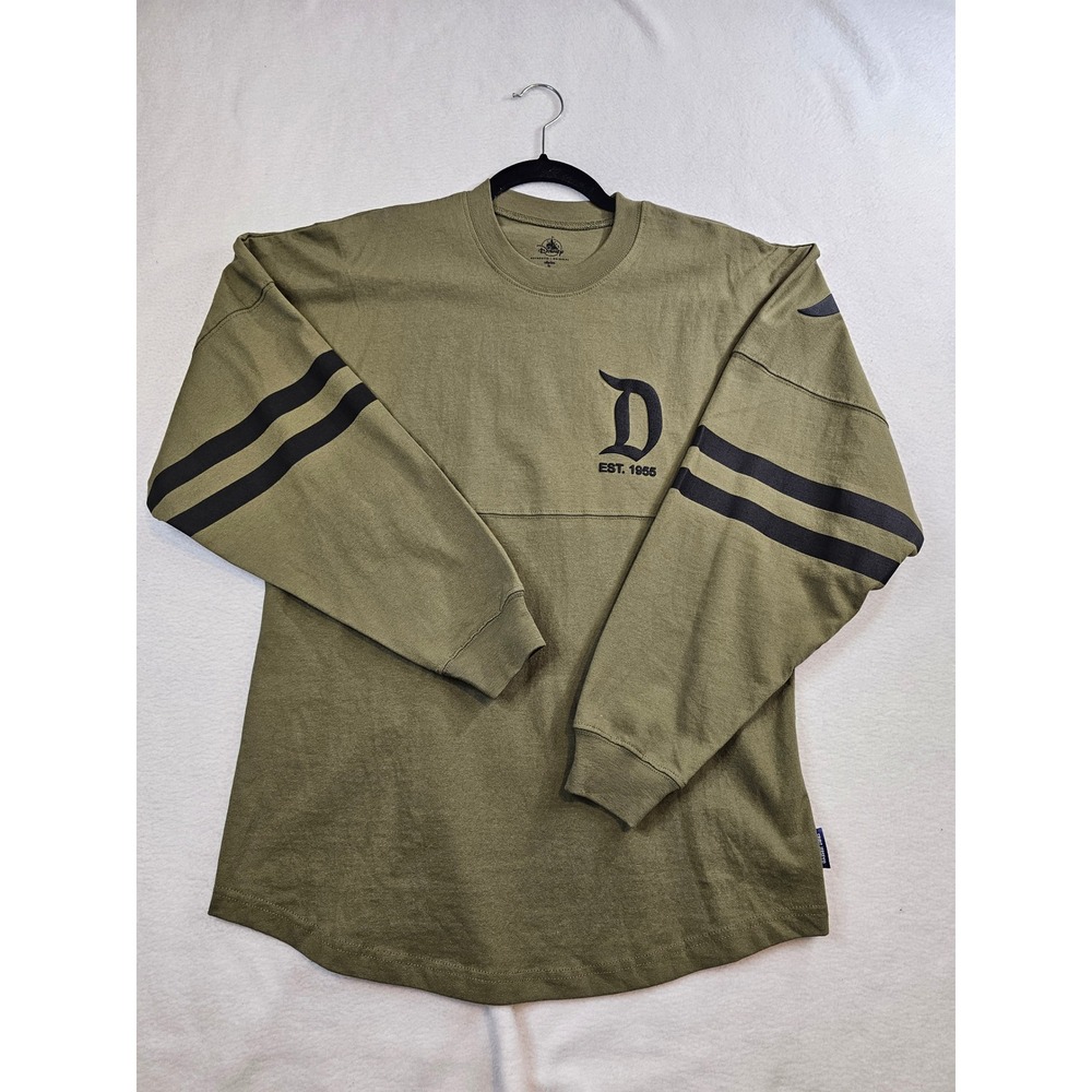 Disneyland Resort Spirit Jersey Olive Green Puff Print Long Sleeve Small
